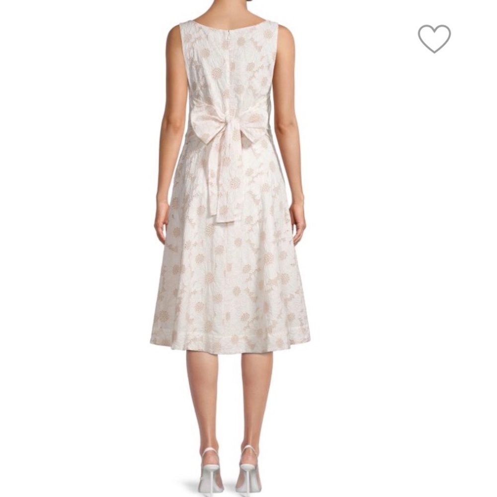 Elie Tahari White Beige Square Neck Midi Dress